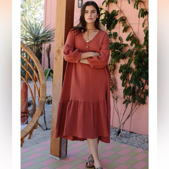 Rachel Pally Gauze Cecilia Dress - Persimmon - Picture 2 of 4